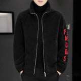 Spring Autumn New Trendy Temperament Handsome Fashion Male Coat Casual Simple Solid Color Loose Warm Lamb Fleece Top Men Clothes