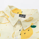 Fruit Lemon Print Summer Hawaiian Shirt Men Women Harajuku Vintage Loose Y2K Short Sleeve Aloha Shirt Korean Style Clothes