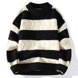 New Autumn Winter Top Grade Luxury Striped Christmas Pullovers Korean Fashion Mens Sweaters Thick Warm Loose Sweater Men