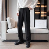 New Spring and Autumn Fashion Men's Straight Tube Loose Casual Business Versatile Dropped Wide Leg High Grade Suit Pants