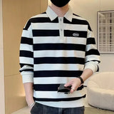 T Polo Shirts For Men Stripe Green Male Clothes Sweatshirts Luxury Tops Aesthetic Korean Autumn Y2k Bulk Luxury Tee Sale It