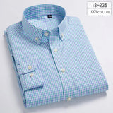 New in shirt 100%cotton long-sleeve shirts for men slim fit plain shirt thin plaid striped tops fashion elegants office clothes