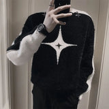 Autumn Winte New Fashion Round Neck Long Sleeve Pullovers Men's Clothing Color Blocking Knitting Casual Loose All-match Sweaters