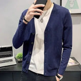 Knit Sweater Male V Neck No Hoodie Men's Clothing Cardigan Elegant Wool Knitwears High Quality Replica Spring Autumn Jumpers Old