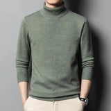 Autumn Winter New Men's High Quality Turtleneck Wool Sweater Solid Color Knit Tight Warm Casual Bottom Pullover Top