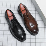 Luxury Party Men's Fashion Business Leather Shoes Formal Black Casual Dress Shoes male Boos Oxford Wedding Office Wedding Shoes