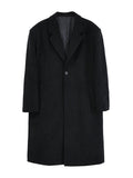 Autumn Winter Long Oversized Warm Soft Black Trench Coat Men with Shoulder Pads Loose Casual Korean Fashion Overcoat