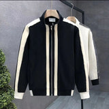 Spring Autumn New Fashion Stand Collar Long Sleeve Patchwork Contrast Color Jackets Men's Clothing American Style Pockets Tops