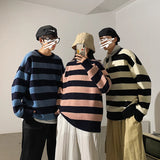 Striped Knitted Sweater Men Women Vintage Tate Langdon Loose Sweaters Harajuku Green Warm Autumn Jumper Pullover Unisex Casual