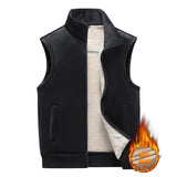 Solid Color All-match Men Vest Autumn Winter Casual Sleeveless Jacket Outdoor Thicken Warm Male Waistcoat Stand Collar Windproof