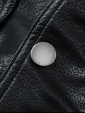 Autumn Winter Waterproof Windproof Oversized Thickened Warm Black Faux Leather Jacket Men Zip Up Casual Cool Fashion