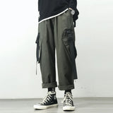 Harem Jogger Pants Men Streetwear Cargo Pants Hip Hop Ribbons Casual Mens Pants Ankle-length Men Trousers Ankle-length