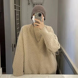 Harajuku Mens Knitted Sweater Autumn Winter Tops Men Casual Clothes Crewneck Chunky Knit Cardigan Men Pullover Sweaters Shirts