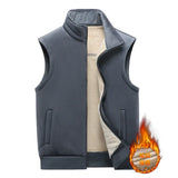 Solid Color All-match Men Vest Autumn Winter Casual Sleeveless Jacket Outdoor Thicken Warm Male Waistcoat Stand Collar Windproof