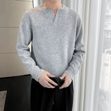 Autumn Winter Fashion Harajuku Knitwear Sweaters Men Casual All Match Undershirt Solid Long Sleeve Knitting Tops Solid Pullover