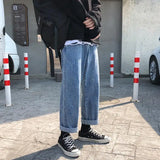 Spring Autumn New Fashion High Waist Solid Jeans Men's Clothing Pocket Button Japanese Style Trend Casual Loose All-match Pants