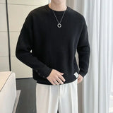 Spring Autumn New Fashion Round Neck Long Sleeve Pullovers Men's Clothing Solid Color Korean Casual Loose Trend All-match Tops