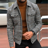 Men's Jacket Slim Casual Fashion Plaid Men's Jacket Top