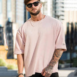 Short Sleeve Man Streetwear T-Shirts Fashion Casual Loose Pullovers Simplicity Handsome Round Neck Spring Summer Men's Clothing