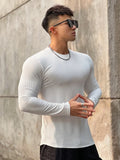 T-shirt Men Casual Long Sleeve Skinny Shirt Male Bodybuilding Tees Tops Running Sports Quick Dry Training Clothing