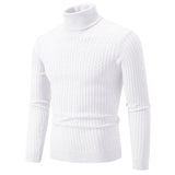 Autumn and Winter New Men's High Neck Sweater Solid Color Pullover Knitted Tight Warm Top Casual Versatile Inner Matching Item