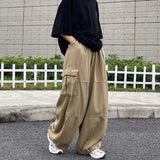 Fashion Casual Street Cargo Pants Men Japanese High Street Harajuku Straight Tube Loose Tide Hong Kong Style Retro Wide-Leg Pant