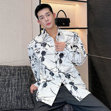 Chinese Style Men's Shirt Long Sleeve Printed Floral Male New Shirts Single Breasted Turn-down Collar Tops