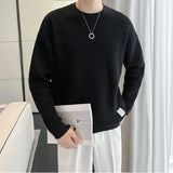 Spring Autumn New Fashion Round Neck Long Sleeve Pullovers Men's Clothing Solid Color Korean Casual Loose Trend All-match Tops