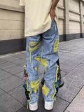Embroidery heavy industry jeans couple summer trend hip-hop high street American style y2k new brushed loose straight-leg pants