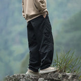 Autumn Cargo Pants Men 100% Nylon Safari Style Solid Double Side Pockets Men Pants Outdoors Tourism Men Clothes