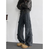 Cargo jeans mens Spring Men Baggy Jeans Men Wide Leg Pants Big Pockets Streetwear Trousers Male Loose Denim Pants