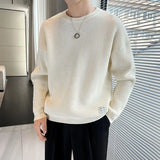 Spring Autumn New Fashion Round Neck Long Sleeve Pullovers Men's Clothing Solid Color Korean Casual Loose Trend All-match Tops