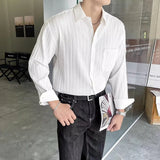 Autumn Clothing Men's Luxury Suit Collar Draped Shirts Retro Leisure Korean Popular Clothes Button-down Long Sleeve Solid Color