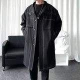 Korean style Spring Autumn Trench Coat Male Streetwear Windbreaker Trenchcoat Men Solid Long Men's Jacket Overcoat