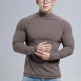 Spring Autumn New Fashion Half High Collar Long Sleeve Solid Men's Clothing Casual Bottoming Shirt Korean All-match Trend Tops