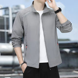 Elegant Fashion Harajuku Slim Fit Ropa Hombre Loose Casual All Match Tops Solid Zipper O Neck Cardigan Long Sleeve Outerwear