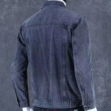 Denim Jackets Man Gray Jeans Coat for Men Wide Shoulders with Print Cargo Original Outwear Designer Loose of Fabric G Joker Y2k