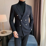 Dress Jackets Men's Suit Business Thin Double Breasted Coat Male Blazer Slim Fit Clothing Spring Clothes High Quality Summer