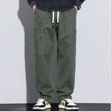 Elegant Fashion Harajuku Slim Fit Ropa Hombre Loose Casual Cargo Pants Sport All Match Solid Pockets Straight Cylinder Trousers