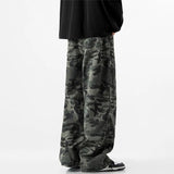 American Heavy Camouflage Jeans Men Y2k Spring And Autumn Retro Hiphop Straight Leg Overalls Army Green Wide Leg Mop Pants Tide