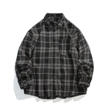 Autumn Winter Men's Chenille Plaid Shirts Oversized Casual Thick Overshirt Check Single Pocket Long Sleeve Blouse Boy Student