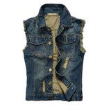 Summer Ripped Mens Denim Vest Male Tank Top Washed jeans waistcoat Man Cowboy Brand Hip Hop Sleeveless Jacket 6XL,