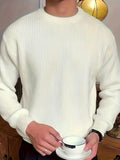 Plus Size Solid Textured Sweater - Men's Fashion Casual Knit Pullover for Spring Fall Winter - Men's Clothing