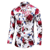 Hot Sale  Fashion Flower Printed Men's Shirt Casual Plus Size Long Sleeve Shirts Male Slim Fit Mens Office Shirt M-7XL