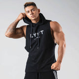 Summer Sleeveless Hoodie Gym Men's Vest Sports Bodybuilding Fitness Navy Blue Sports Vest Basketball Fashion Slim Casual Tops