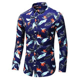 Hot Sale  Fashion Flower Printed Men's Shirt Casual Plus Size Long Sleeve Shirts Male Slim Fit Mens Office Shirt M-7XL