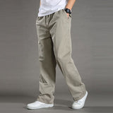 Men's Casual Trousers Cotton Overalls Elastic Waist Full Len Multi-Pocket Plus Fertilizer Men's Clothing Big Size Cargo Pants