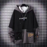 Spring Outfits Trends Men Hip Hop Patchwork Tops Streetwear Autumn Harajuku Pullover Sweatshirts Korean Black Hoody Fashion Oversized Funny Hoodie