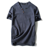 Summer Brand T-Shirt Men Short Sleeve Loose Breathable Cotton Linen T Shirt Male Fashion Solid Color V-Neck Tees 9XL