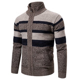 Autumn Winter Cardigan Men Sweaters Jackets Coats Fashion Striped Knitted Cardigan Slim Fit Sweaters Coat Mens Clothing